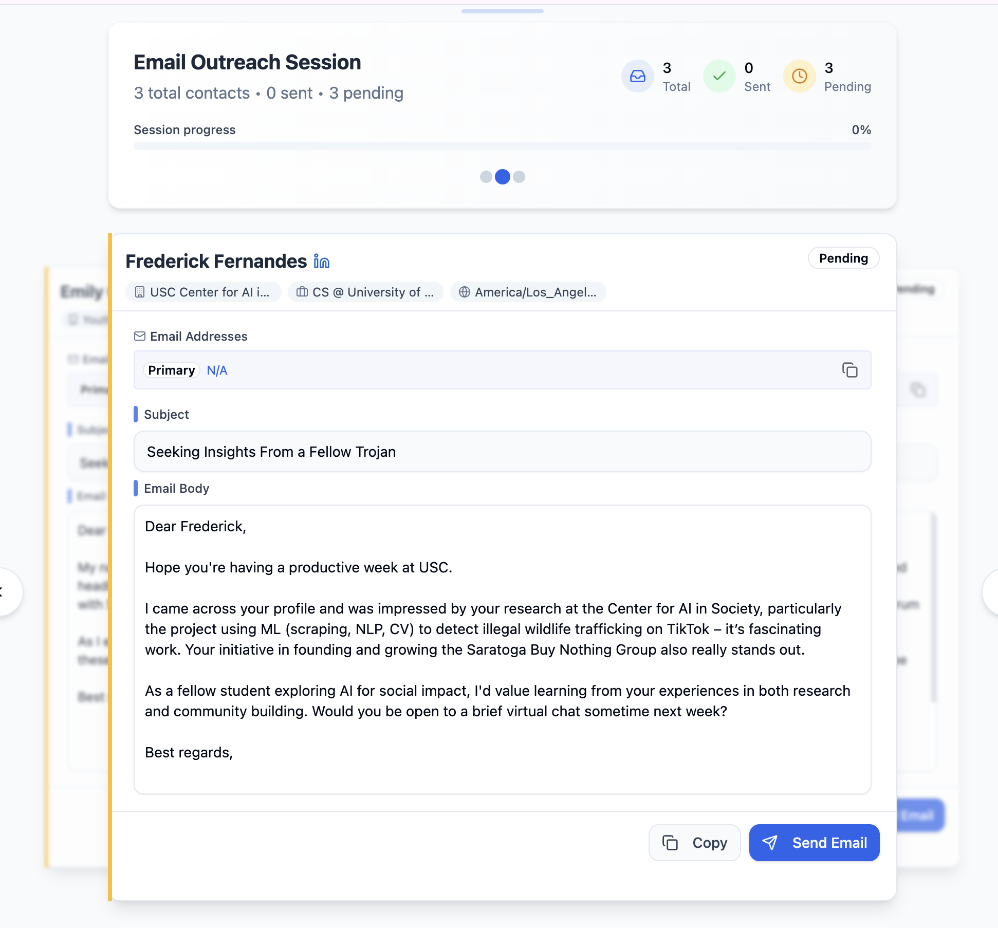 Demo email generated by AI